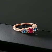 Gem Stone King 2. Ct Red Ruby Purplish създаде Alexandrite 18K Rose Gold Платен сребърен пръстен