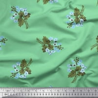 Soimoi Green Cotton Voile Leads Leaves & Flower Print Fabric край двора