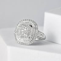 Магазин LC Жълт диамант багет стерлинги Сребърен платинен коктейл пръстен за жени бижута размер CT 0. Подаръци за рожден ден