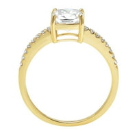 2. CT Cushion Cut Истински култивиран диамант Si1-Si J-k 18K Жълто злато обещание сватба Декларация Дизайнерски пръстен W Кристални странични камъни Размер 4.5