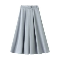 xiuh женски твърд цвят с висока талия с дълга пола с дълга пола с плисирана пола с молив синя синя