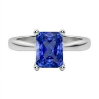 Harry Chad Enterprises Gold Blue Sapphire Radiant Cut Ct Tapered Shank Solitaire Ring, размер 6.5