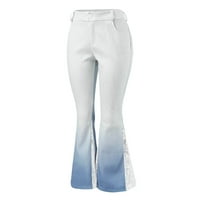 Cethrio Classic Jeans for Women- Моден ежедневен панел Лейс Градиент Сини дамски дълги панталони Размер 2XL