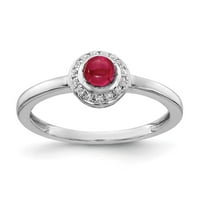 14k бяло злато Real Diamond and Cabochon Ruby Ring