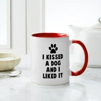 Cafepress - Целунах куче и ми хареса - унция керамична чаша - чаена чаша за новост кафе