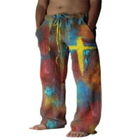 Lumento Men's Fitted Jogger Bottoms Леки панталони за разточителни панталони Геометрични панталони Стил-j L