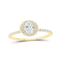 14kt жълто злато овално диамантен ореол булчински сватбен годежен пръстен cttw