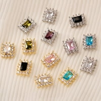 Dianhelloya декорация на ноктите Изящна квадратна нокти за нокти аксесоари Кубичен циркония Rhinestone Jewelry Manicure Ornament B Pink