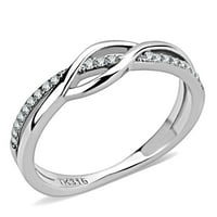 Женски сребърни пръстени Високи полиран пръстен от неръждаема стомана с AAA клас CZ в прозрачен DA157