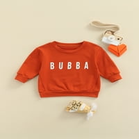 Kiapeise Toddler Baby Baby Rybly Съответстващи дрехи с дълъг ръкав букви от печат пуловер Суичър Топс за сестра брат Облекло