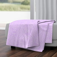 Луксозно кадифено одеяло, 50 70 - Минимален стил от 1950 -те ретро бели линии върху пастелни лилави фонове Кич забавление минималистично одеяло за печат на изкуство от спон