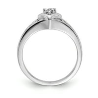 Най -добро злато 14k бяло злато AA Diamond сърдечен пръстен, размер 6