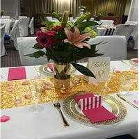 Сватбена банкет парти декорация Кръгла маса искрящо розово злато пайети за маса за декорация на сватбени събития