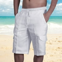 Edvintorg Мъжки кратки летни модни тегличи Еластичен плътно цвят Разхлабени ежедневни пет панталони на клирънс