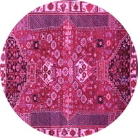 Ahgly Company Indoor Round Персийски розови традиционни килими, 5 'кръг