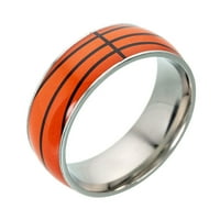 Кошница с топка пръстен личност титаниев стоманен пръстен творчески UV отпечатан пръстен за пръсти за спортисти момче мъже - размер 7