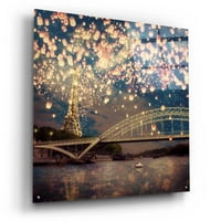 Епично изкуство „Любовно желание за фенери над Париж“ от Паула Бел Флорес, изкуство на акрилно стъкло, 36 x36