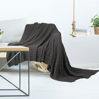 Piccocasa памучно одеяло меко лек кабел плетен хвърляне на детски спално бельо одеяло тъмно сиво