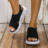 Жени сандали нова платформа с плоска пета мрежа дишащ отворен пръст плюс размер на открито спортен плаж ежедневни обувки клин сандалии черен размер 6.5