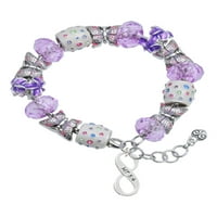 Delight Jewelry Silvertone Matthew 5: Infinity Sign Purple Butterfly Bead Charm гривна, 7 +1 Extender