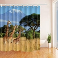 Национален парк на Кения Африка декор три жираф на килиманджаро планина полиестер плат за баня завеса за душ