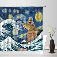 Творческа личност забавна котешка душ завеси сладък животински куче баня завеса с куки вана декор водоустойчив екрани за баня