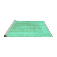Ahgly Company Machine Wareable Indoor Rectangle Abstract Turquoise Blue Contemporary Area Rugs, 2 '4'