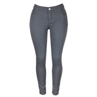 Дънки на Лабакиха за женски женски кльощави дънки плюс размер модни ежедневни моливни панталони с висока талия дънки за жени сиви