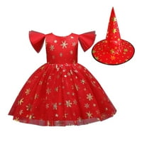 TOSMY KIDS Child Girl Clothes Pageant Dance Party Princess Dress+Hat Kids Party рокля