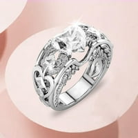 Сърдечна форма Диамантен циркон Жени Модна тенденция Пълен диамантен циркон пръстен Дами бижута Диамантени пръстени за жени Размер 11