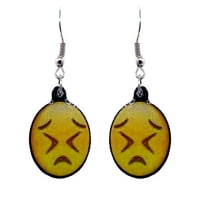Emoji Yellow Face Graphic Dangle Oinlrings - Женски модни ръчно изработени бижута Тематични аксесоари