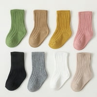 Детски чорапи Момчета и момичета памучни чорапи Двойна игла среден телешки бебе бебе солиден цвят родени чорапи 0-8y