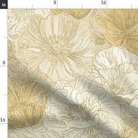Памучна сатена покривка, 70 квадрат - макове цветя флорални романтични неутрални градински печат персонализиран спално бельо от маси с лъжица