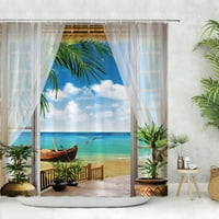 Морска природа баня за баня душ завеса тропически океан плаж палмово дърво Лист за миещи се душ завеси полиестер тъкан за дома декор