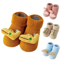 Caicj Toddler Shoes Есен и зима удобно бебешки обувки за малко дете сладък анимационен филм динозавър деца памучен топло дете обувки с размер момичета, синьо