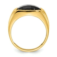 14k жълто злато AAA истински диамантен мъжки пръстен