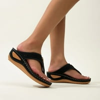 Giligiliso Clearance Дамски сандали мода жени солиден цвят щипка пръст крак удобен сандали наклон на склона плаж ежедневни обувки