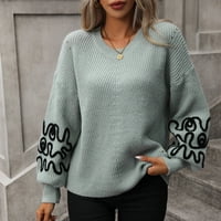 Пуловери за жени гранично плетен плътно цветен модел падане и зимен комфорт пуловер