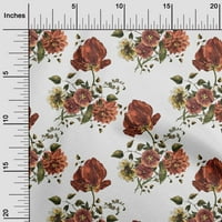 OneOone Cotton Poplin White Leves Leves & Floral Artistic Fabric за шиене на отпечатана занаятчийска тъкан край двора широк
