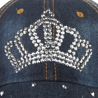 Шапки висококачествена хип-хоп бейзболна шапка Пълна диамантена корона плоска шапка за щракване тъмносиня