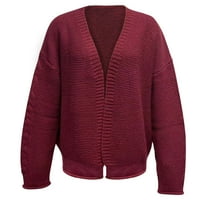 Idoravan жилетки за жени разрешение пролетта на небрежни женски топло топло плетене жилетка с твърд цветен пуловер Кардиган