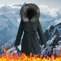 Softmallow Зимни якета палта за жени, жени връхни дрехи надолу памук със средна дължина подплатена дълъг ръкав с качулка стойка памук