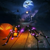 MTVXESU Декор за Хелоуин, светлина симулационен паяк гигантски плюшен орнамент на паяк, мек космат страшен паяк реалистично паяк реквизит за домашен двор на закрито на открито на открито