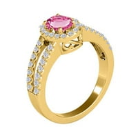Aonejewelry 1. Ct. TTW диамантен и овален розов пръстен за топаз в 10k жълто злато