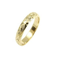 14k жълто злато по поръчка ръчна ръка на хавайската кралица Plumeria превъртане лента Размер на пръстена 9,5