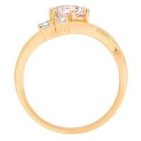 0. CT Блестящ кръг Изрязване Прозрачен симулиран диамант 18K Жълто злато тристонов пръстен SZ 6.5