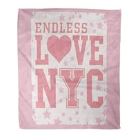 Flannel Throing Bendlet Varsity Pink Girl Love New York Graphics College Athletic Soft за диван и диван
