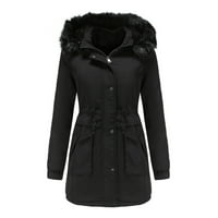 Tangnade зимно палто за жени модни жени плюс размер топло палто яке изходни дрехи, облицовани през зимата качулка дебел гащеризон
