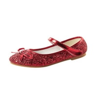 Ymiytan Girl's Mary Jane Annkle Strap Flats Glitter Ress Shoes School Lightweight Comfort Princess Shoe Red 7c