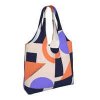 Платна чанта за жени, цветни геометрични артистични форми Големи пазарни чанти за многократна употреба, многоцветни